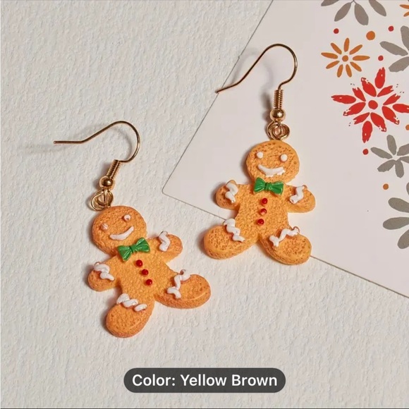 Earrings, NWT, Acrylic Gingerbread Man Dangling Earrings, Lightweight, Cute! - Picture 5 of 6